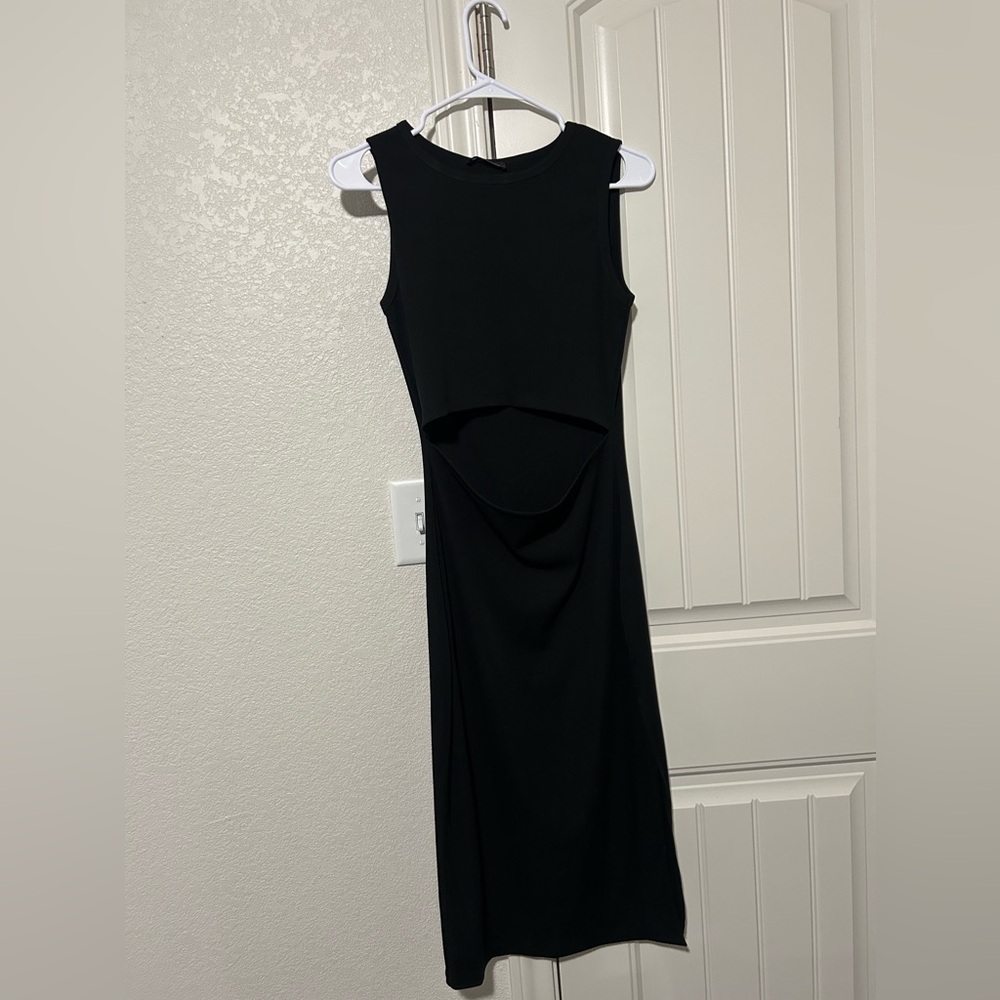 Black, stretchy, midi dress
